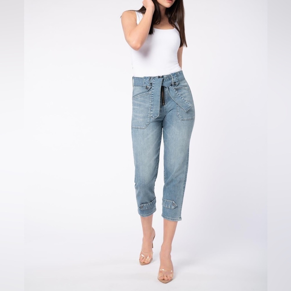PARASUCO belted stretchy high rise cropped Jeans size‎ 27 new with tags